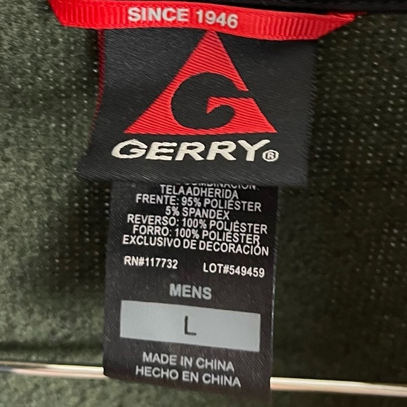 GERRY Mens Large Heavy Knit Fleece Zip Jacket Olive Green Outdoor Hiking Camping - Picture 4 of 7